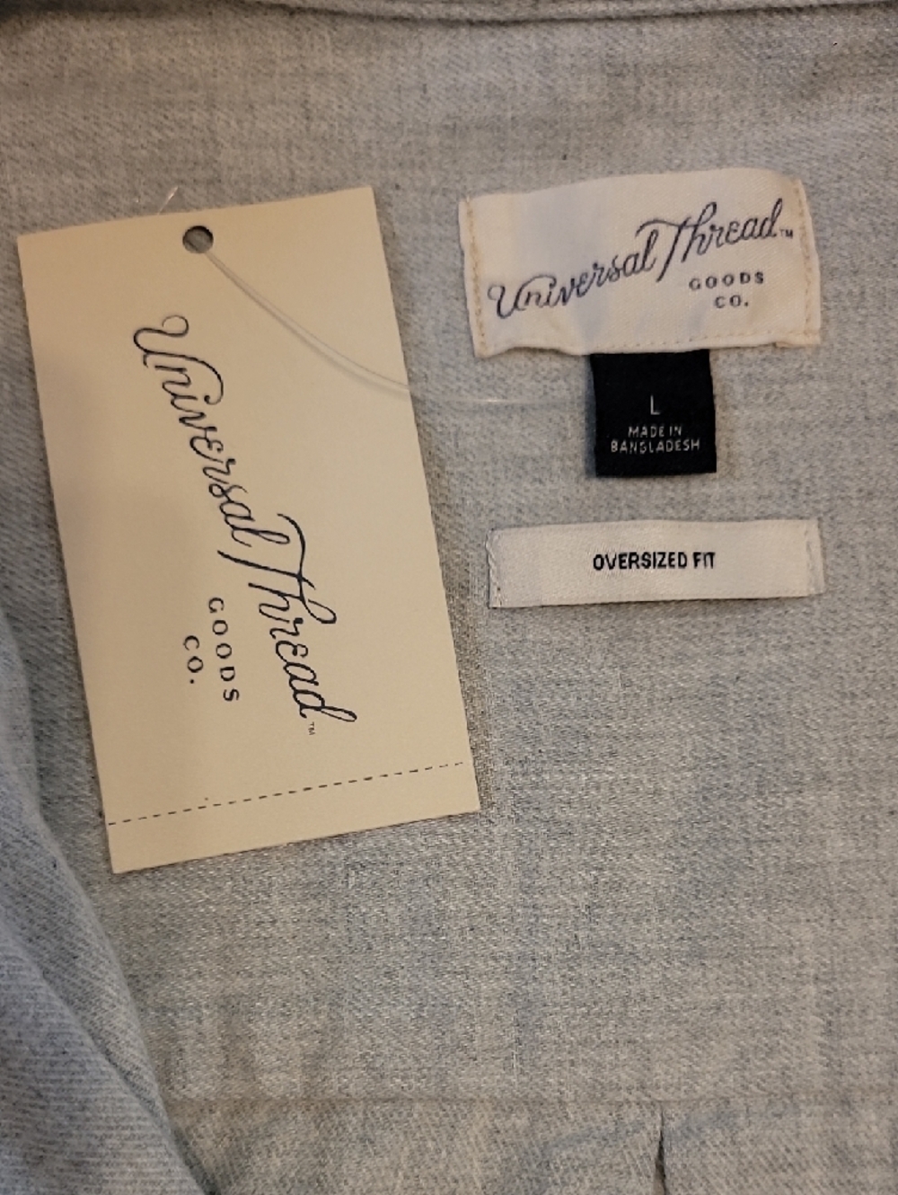 Universal Thread Light Gray Button-Front Women's Shirt - Picture 2 of 5